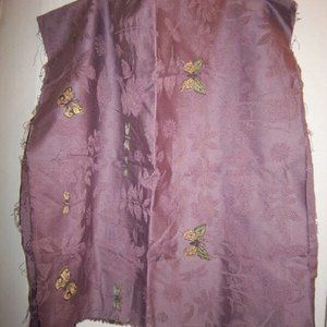 Fabric Remnant - butterflies & dragonflies on plum jacquard - 2 pieces